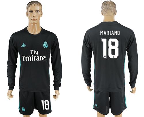 Real Madrid #18 Mariano Away Long Sleeves Soccer Club Jersey
